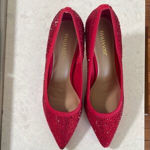 Thalia Sodi Red Heeled Shoes Elegant Design